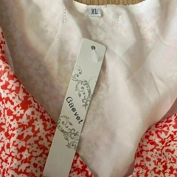 🆕Boho Trendy Red Floral Flutter-Sleeve Empire-Waist Dress XL🆕 - Picture 8 of 10